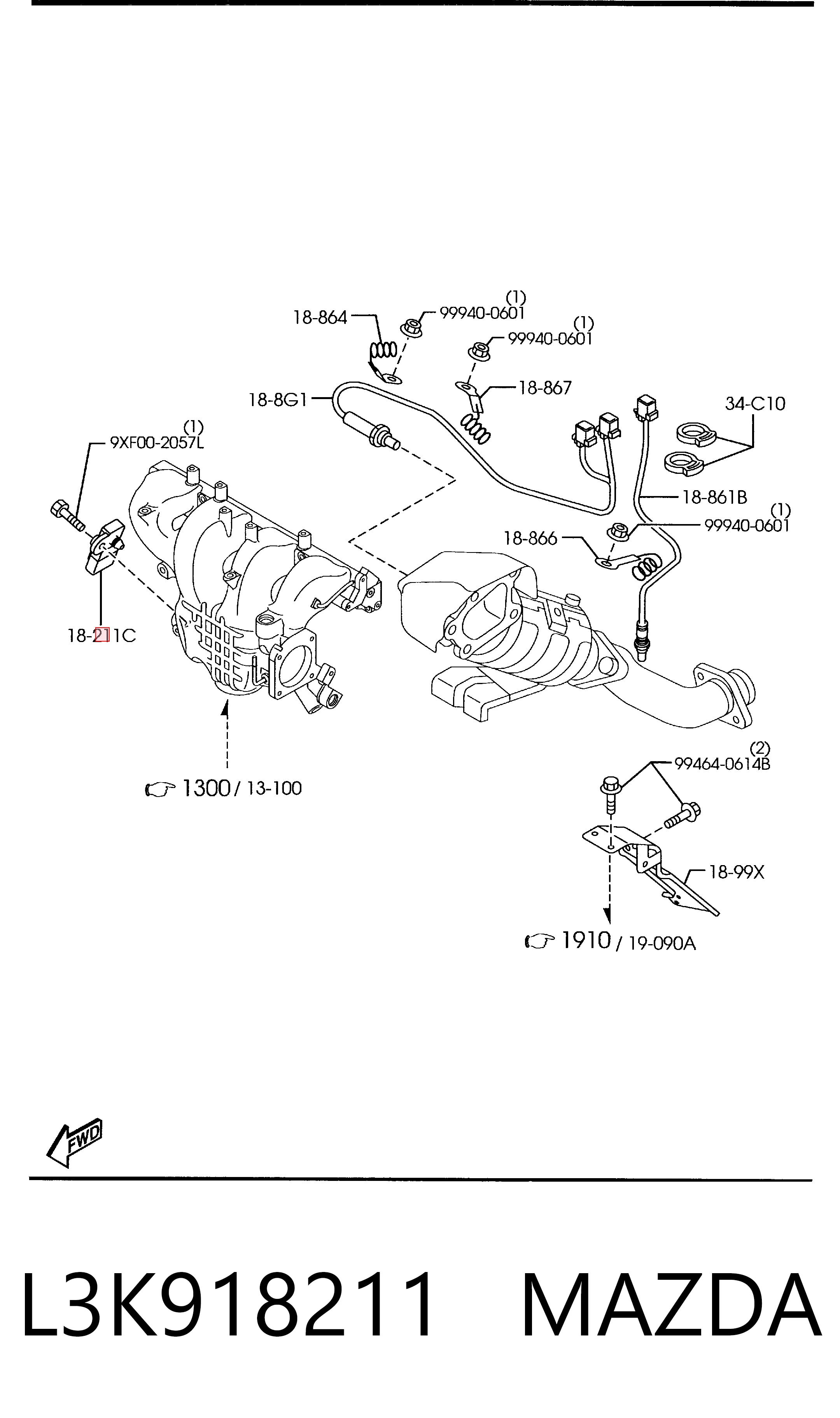 L3K918211 Mazda Датчик давления воздуха