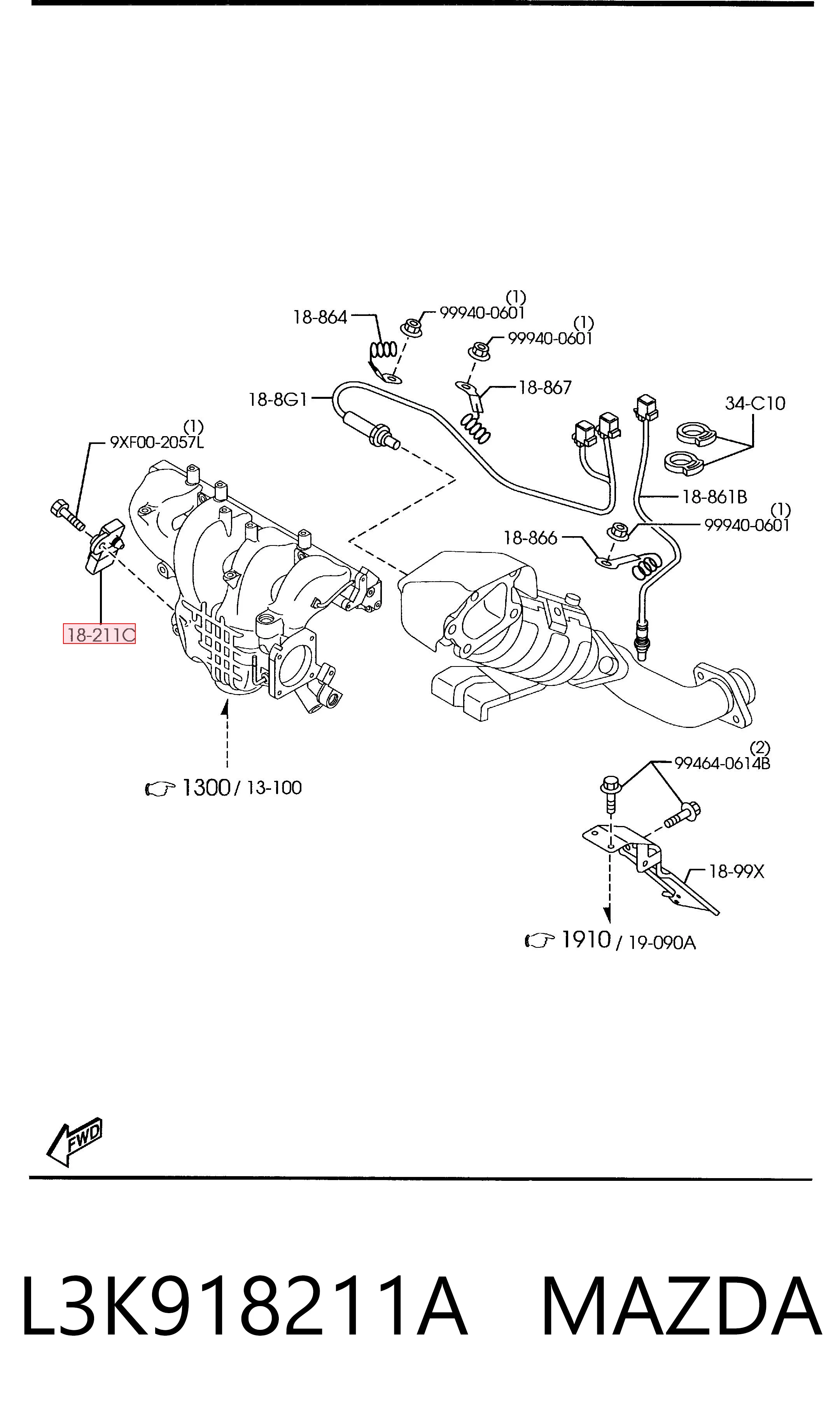 L3K918211A Mazda Датчик давления воздуха