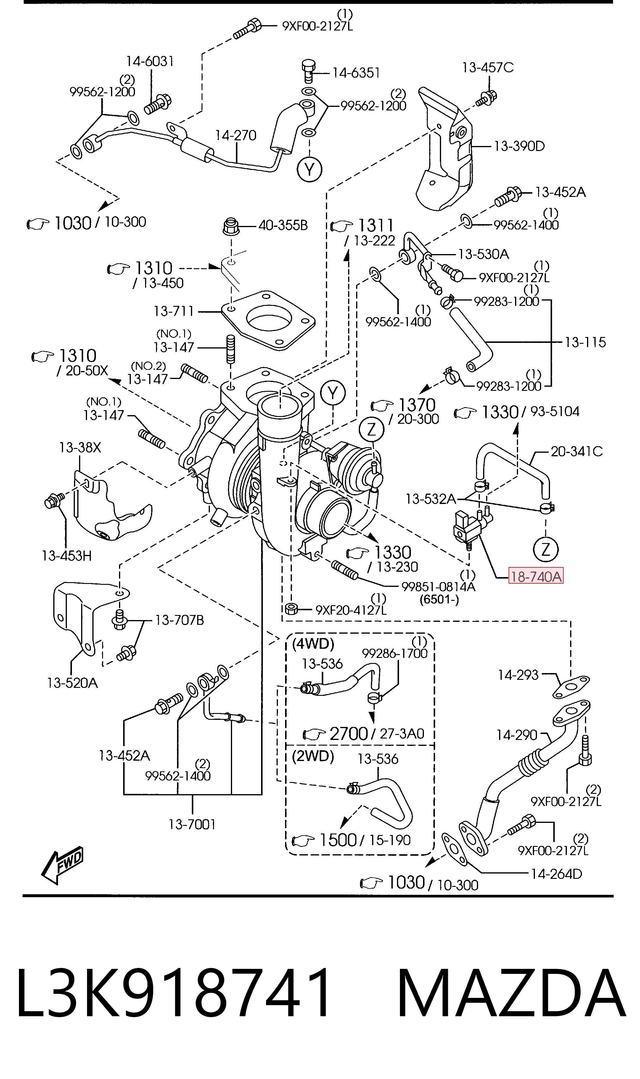 L3K918741 Mazda Соленоид давления наддува