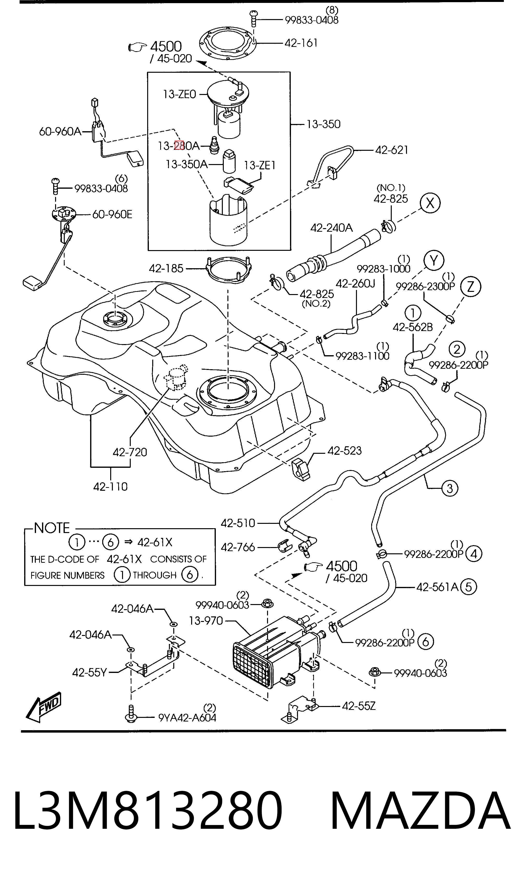 L3M813280 Mazda Регулятор давления топлива модуля топливного насоса в баке