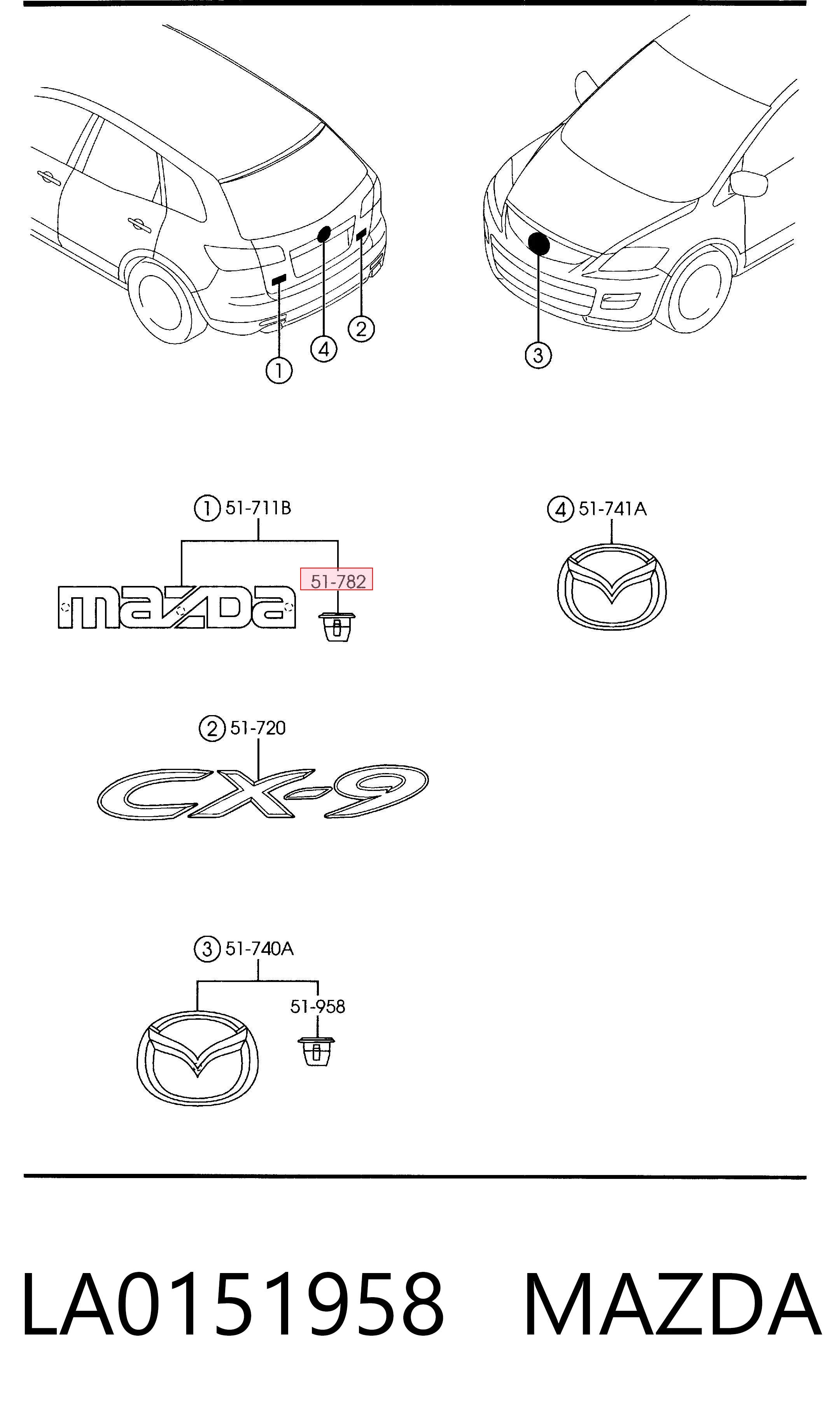 LA0151958 Mazda Клип крепления подкрылка переднего крыла