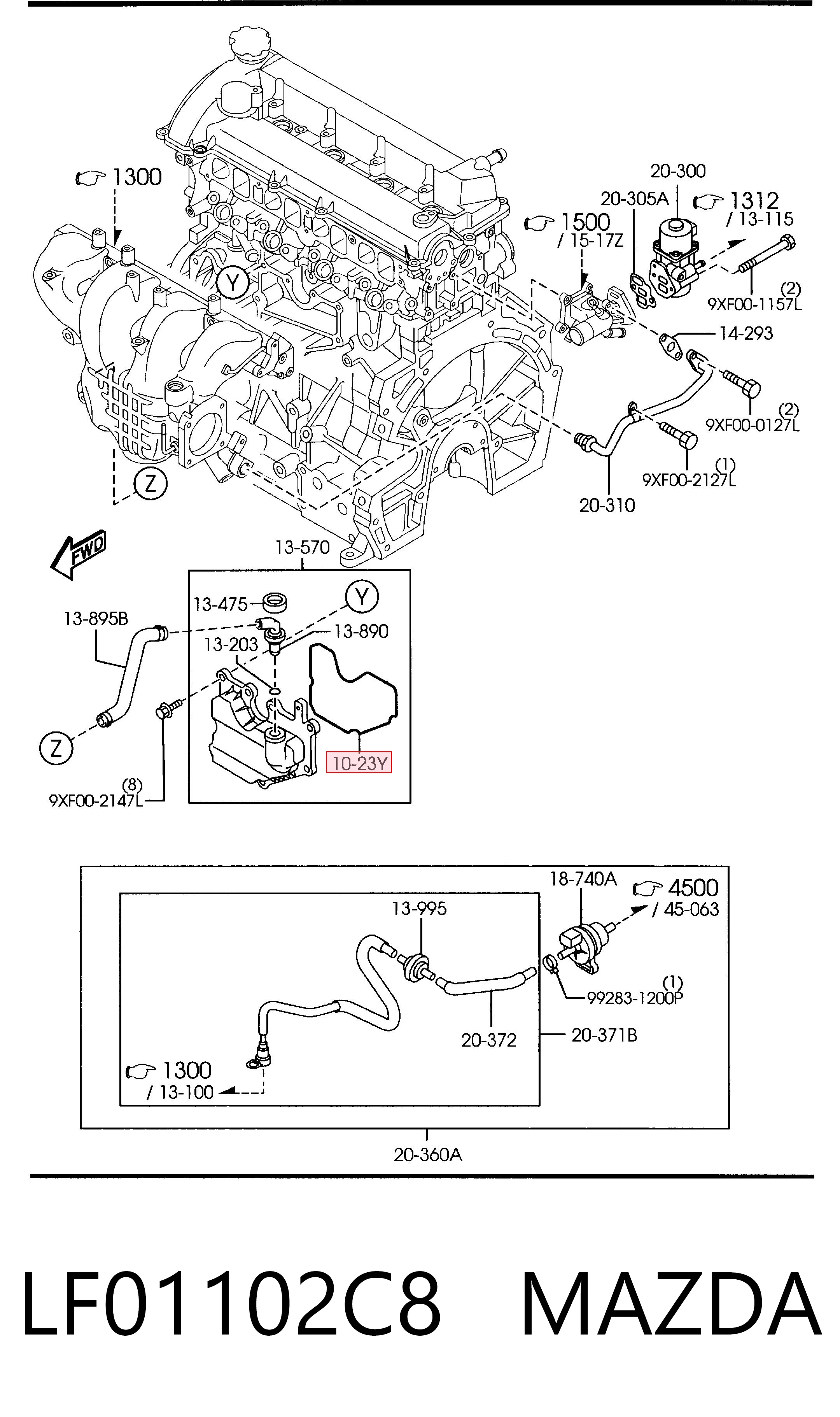LF01102C8 Mazda Маслоотделитель картерных газов