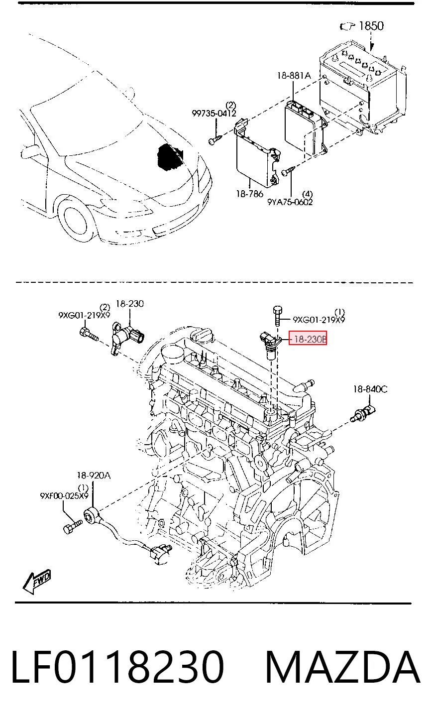 LF0118230 Mazda Датчик распределительного вала