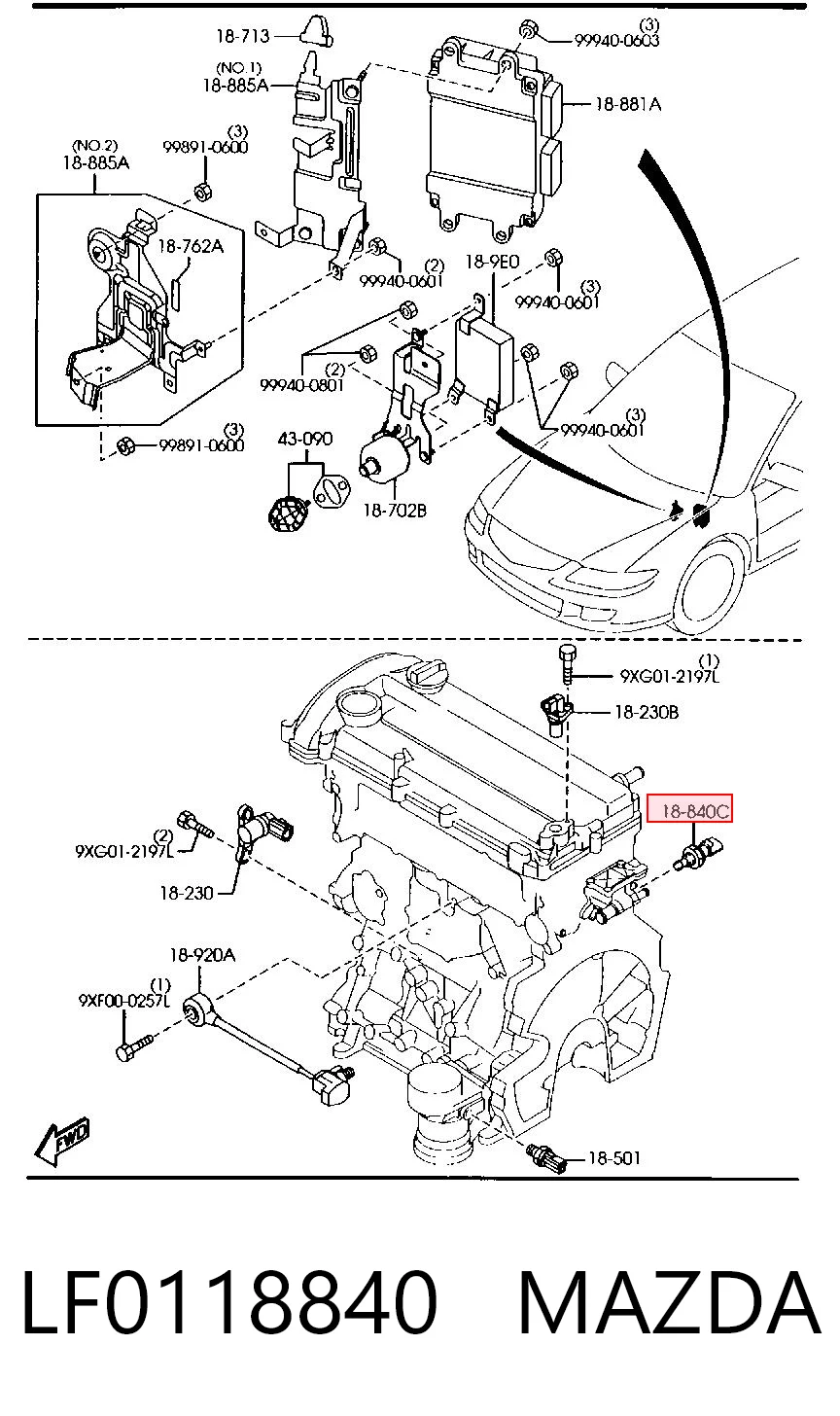 LF0118840 Mazda Термовыключатель
