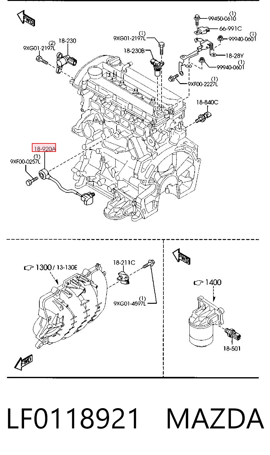 LF0118921 Mazda Датчик самовоспламенения