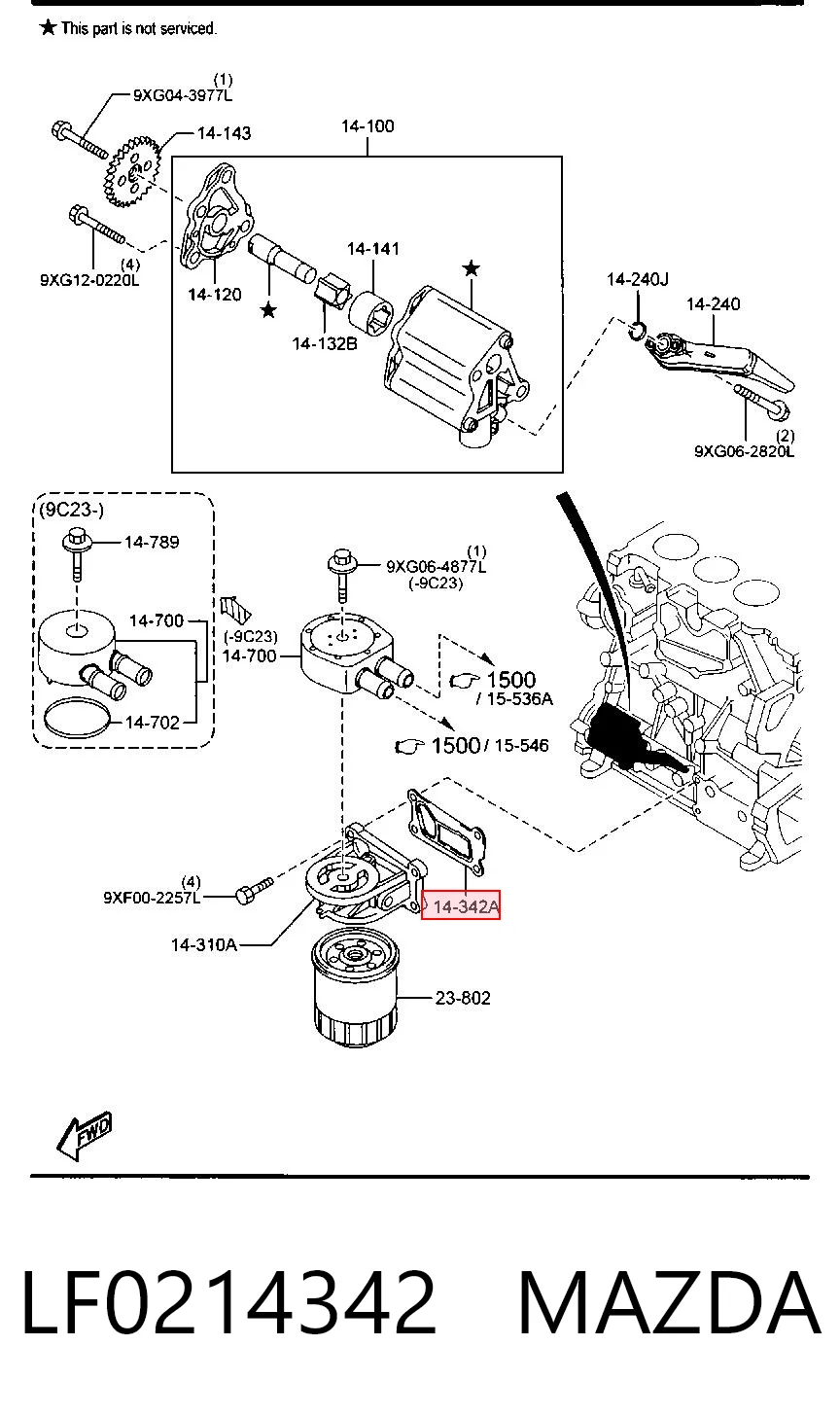 LF0214342 Mazda Прокладка масляного фильтра