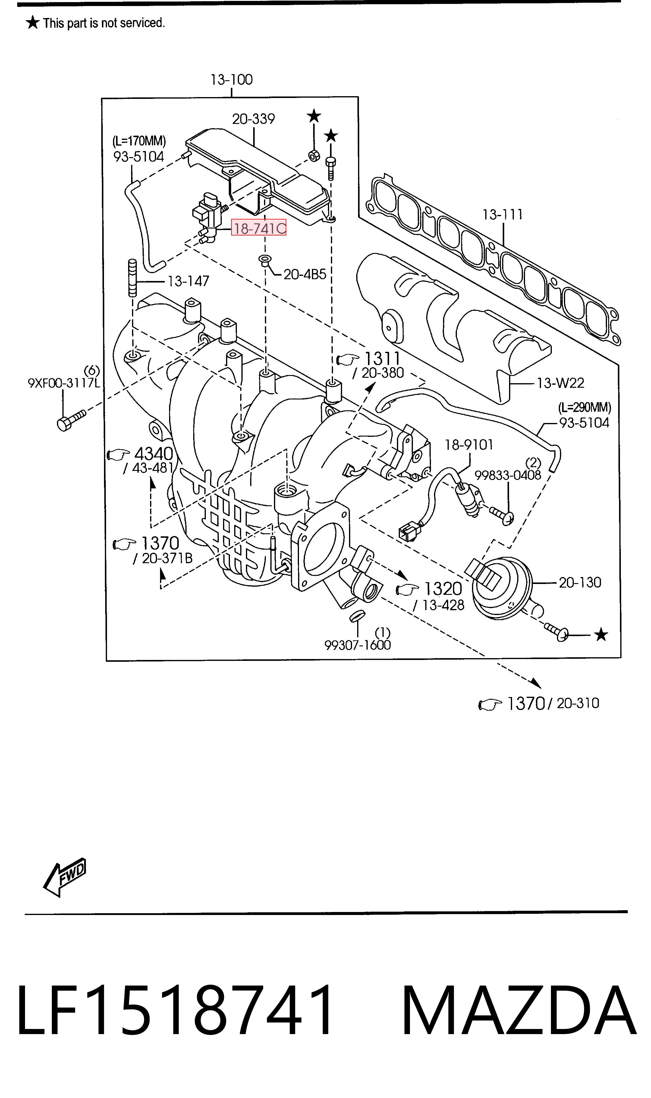 LF1518741 Mazda Клапан соленоид регулирования заслонки EGR