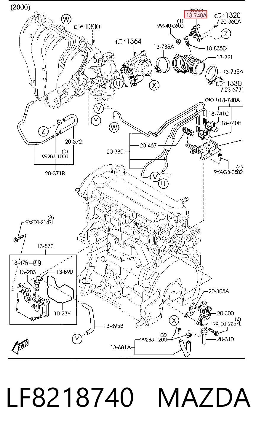 LF8218740 Mazda Клапан соленоид регулирования заслонки EGR