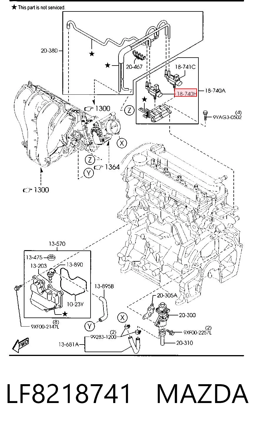 LF8218741 Mazda Клапан соленоид регулирования заслонки EGR