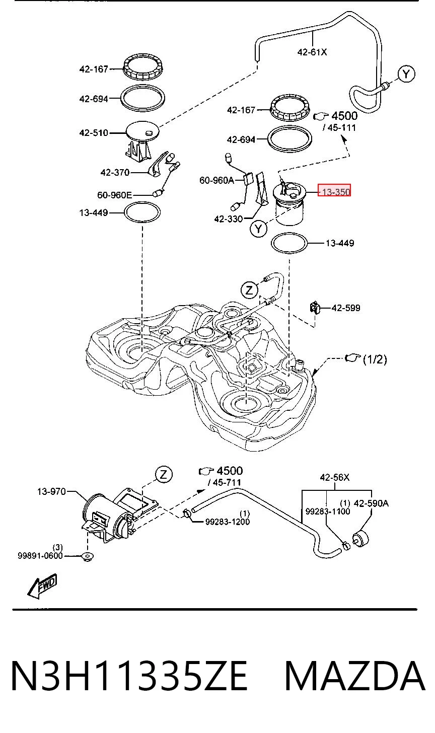 N3H11335ZE Mazda Топливный насос электрический погружной