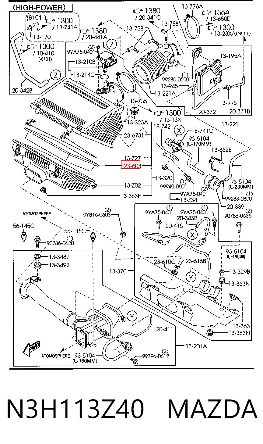 N3H113Z40 Mazda Воздушный фильтр двигателя