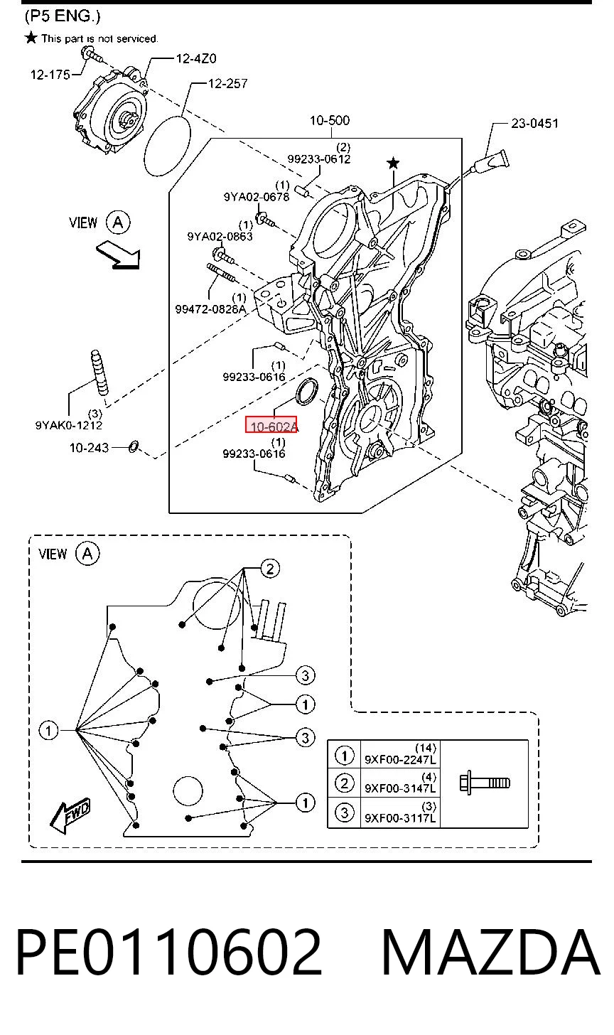 PE0110602 Mazda Сальник коленвала двигателя, передний