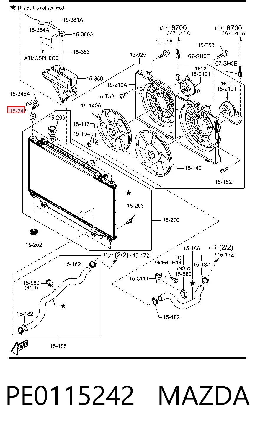 PE0115242 Mazda Подушка крепления радиатора верхняя