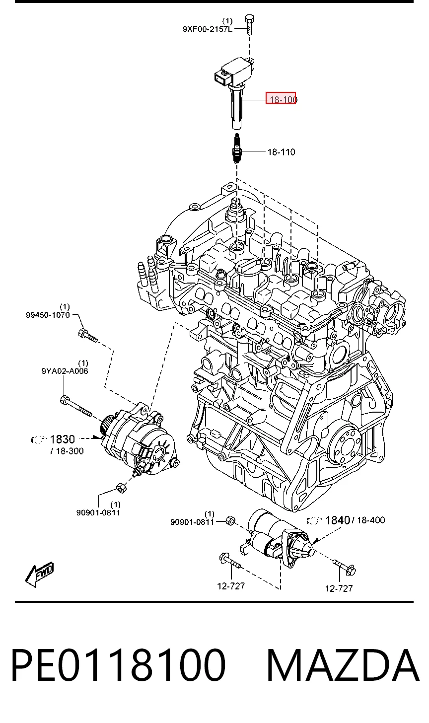 PE0118100 Mazda Катушка зажигания