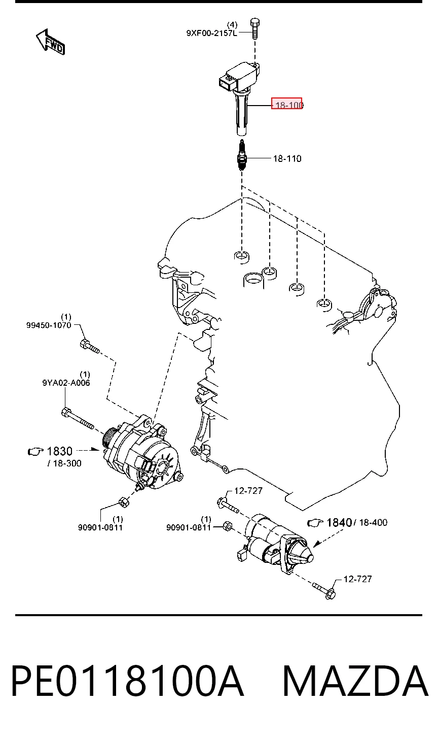 PE0118100A Mazda Катушка зажигания