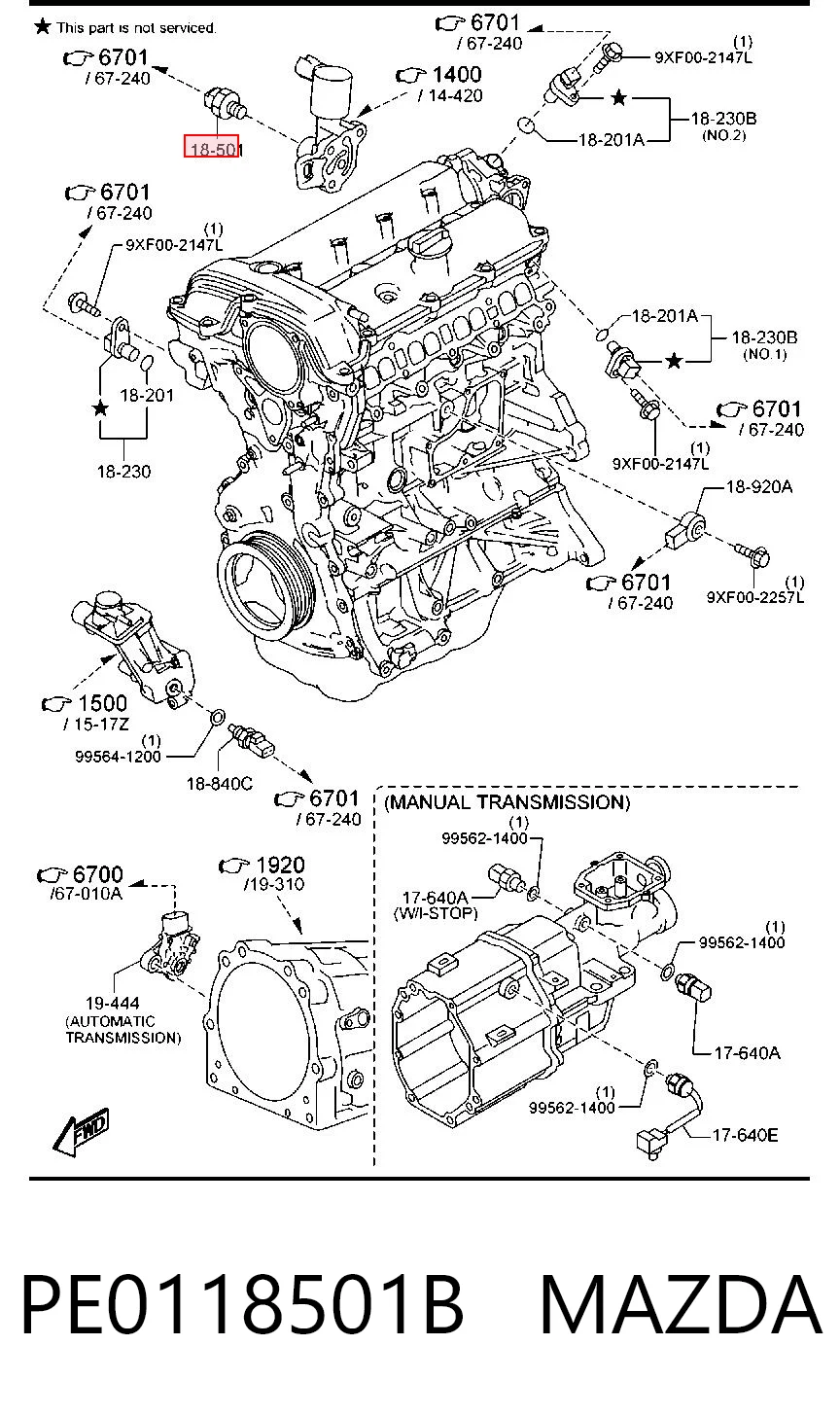 PE0118501B Mazda Датчик указателя давления масла