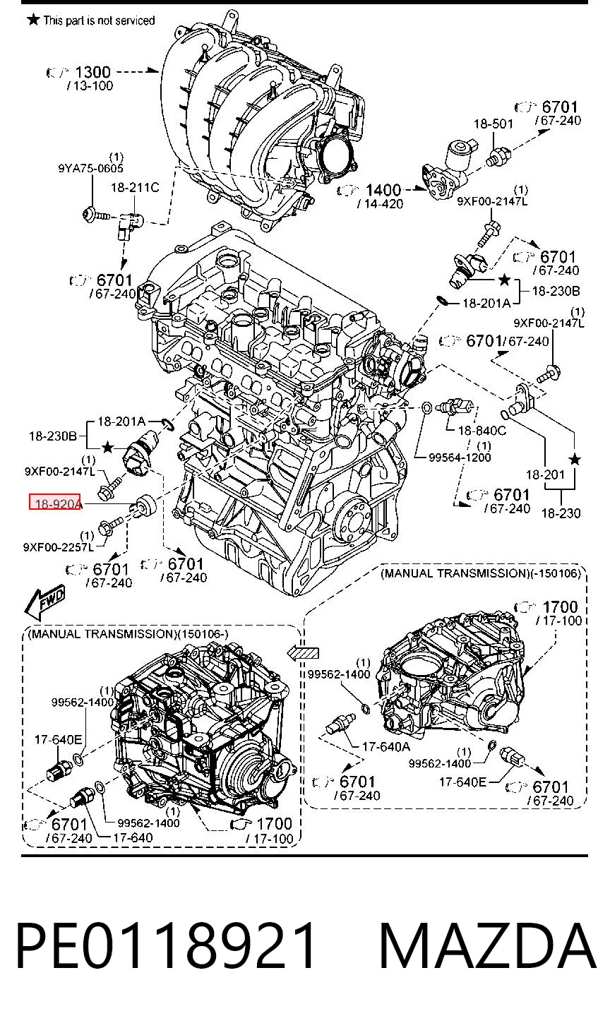 PE0118921 Mazda Датчик самовоспламенения