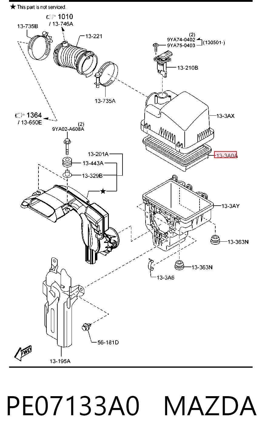 PE07133A0 Mazda Воздушный фильтр двигателя