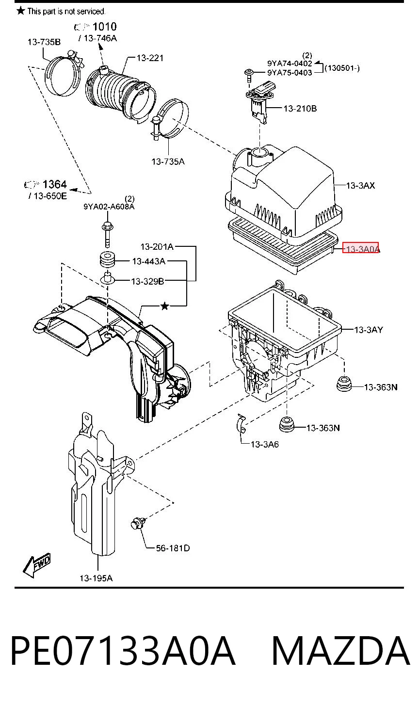 PE07133A0A Mazda Воздушный фильтр двигателя
