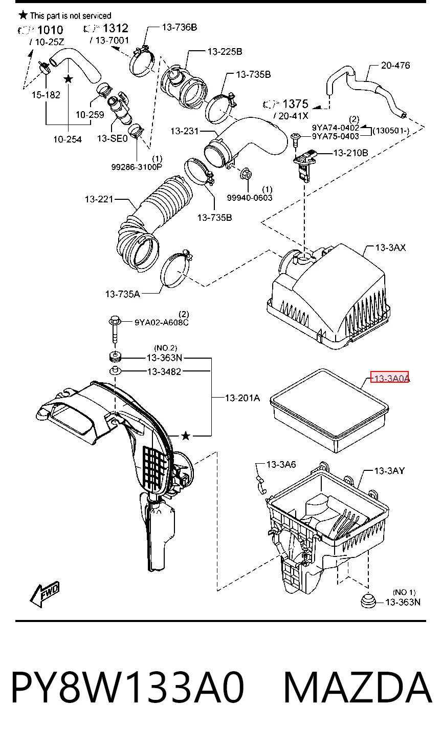 PY8W133A0 Mazda Воздушный фильтр двигателя