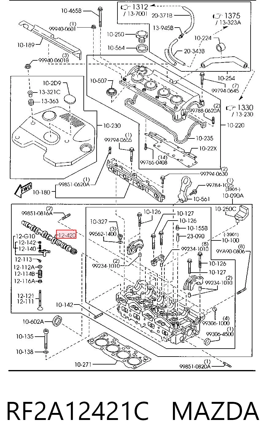 Распредвал двигателя на Mazda 3  BK12
