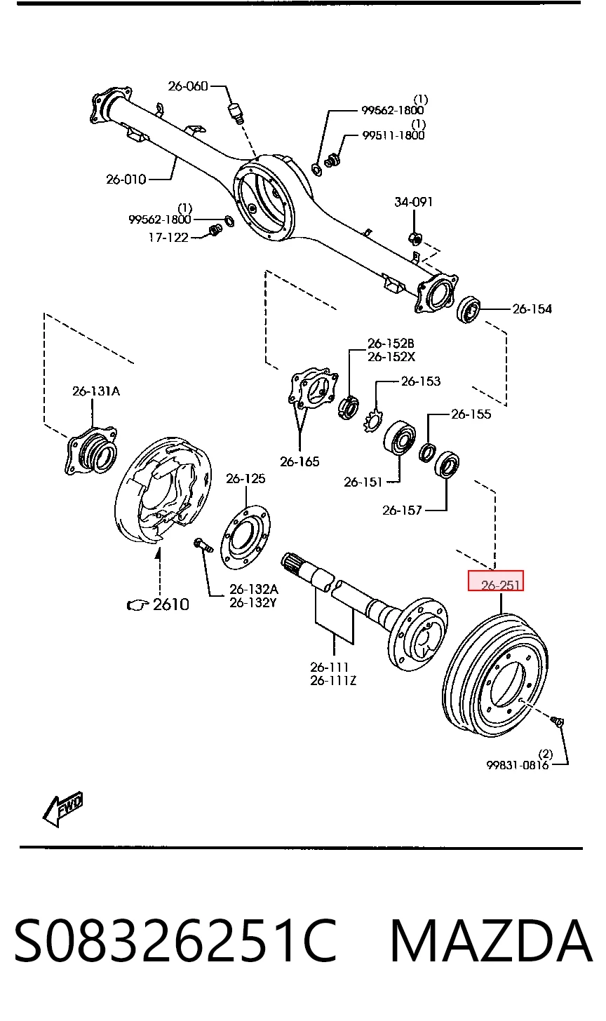 0S08326251 Hyundai/Kia Тормозной барабан