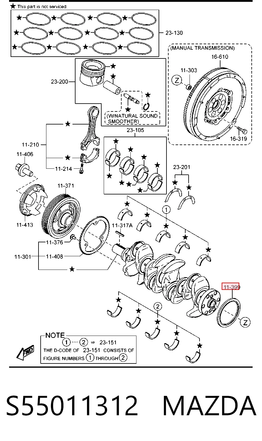 Сальник коленвала двигателя, задний на Mazda 6  GJ, GL