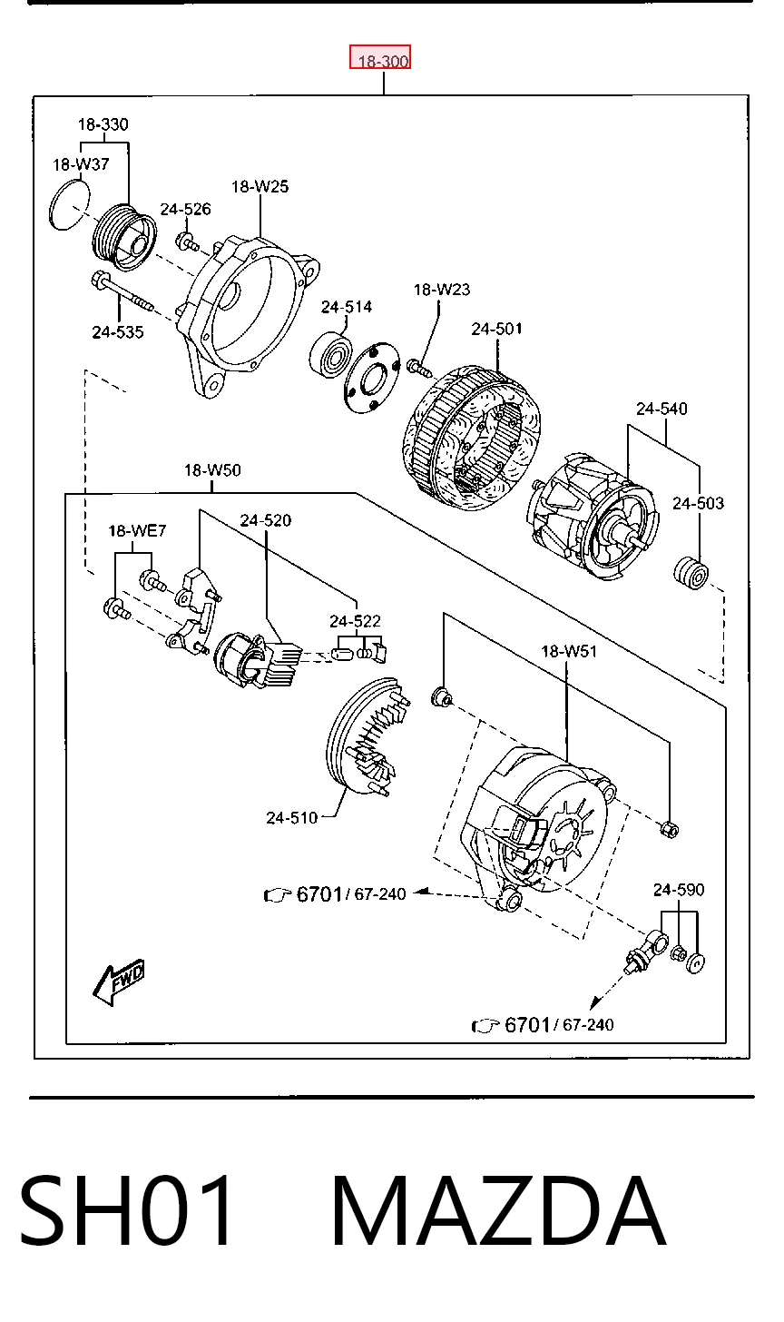 SH01 Mazda Генератор автомобильный