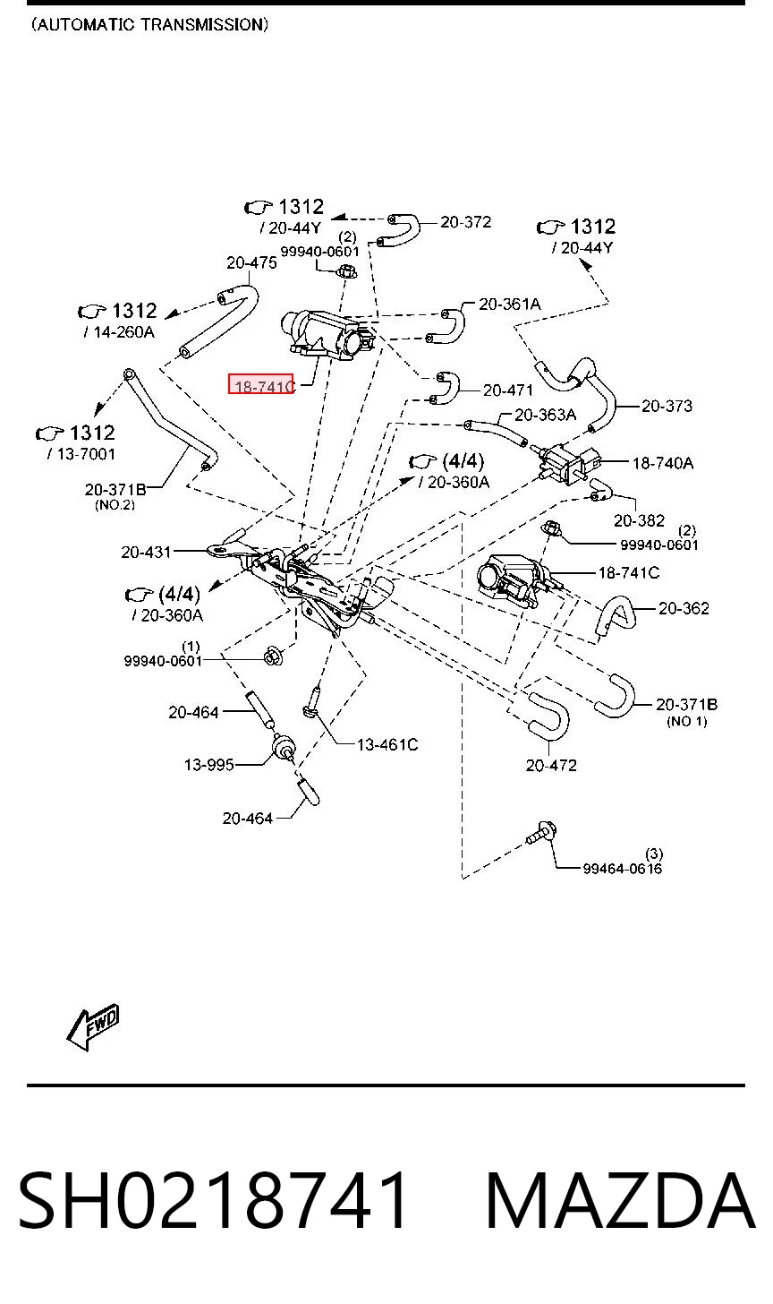 SH0218741 Mazda Клапан рециркуляции наддувочного воздуха турбины