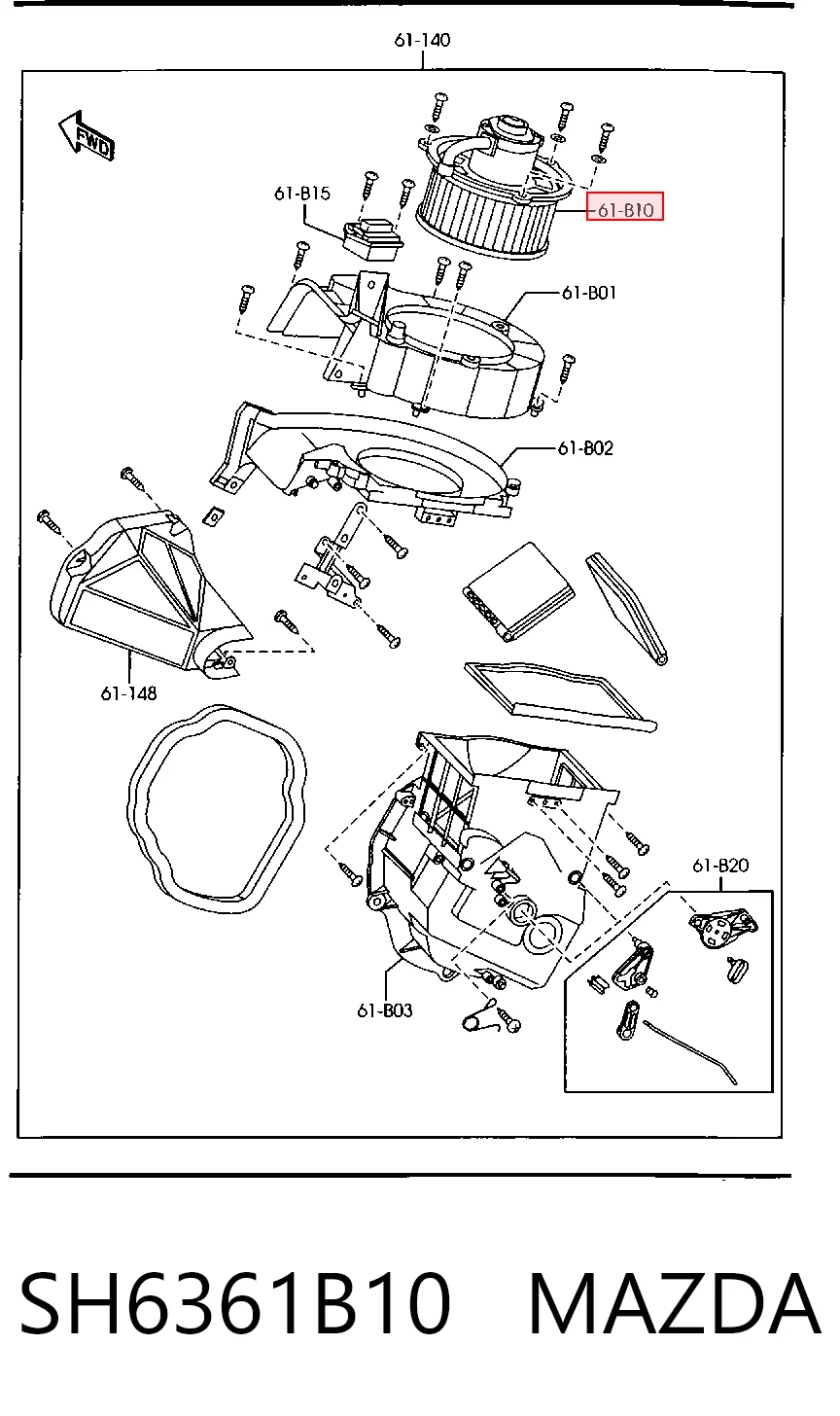 Электромотор печки на Mazda E 2000/2200 SR2