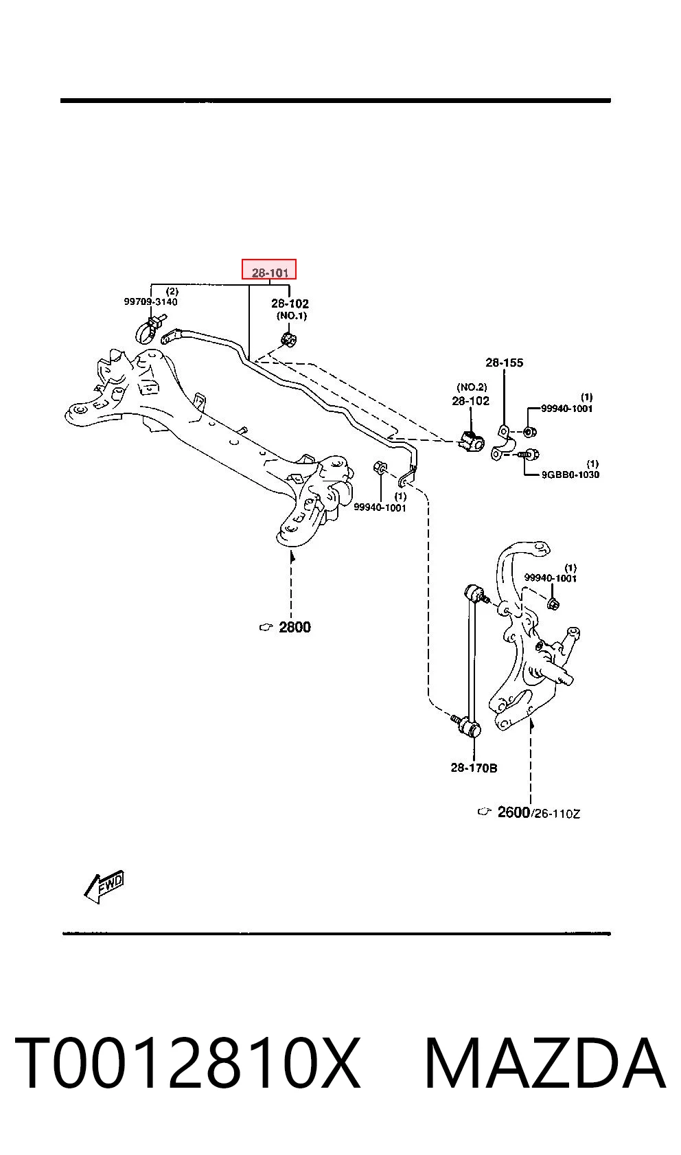 Стабилизатор задний Mazda Xedos 9 TA