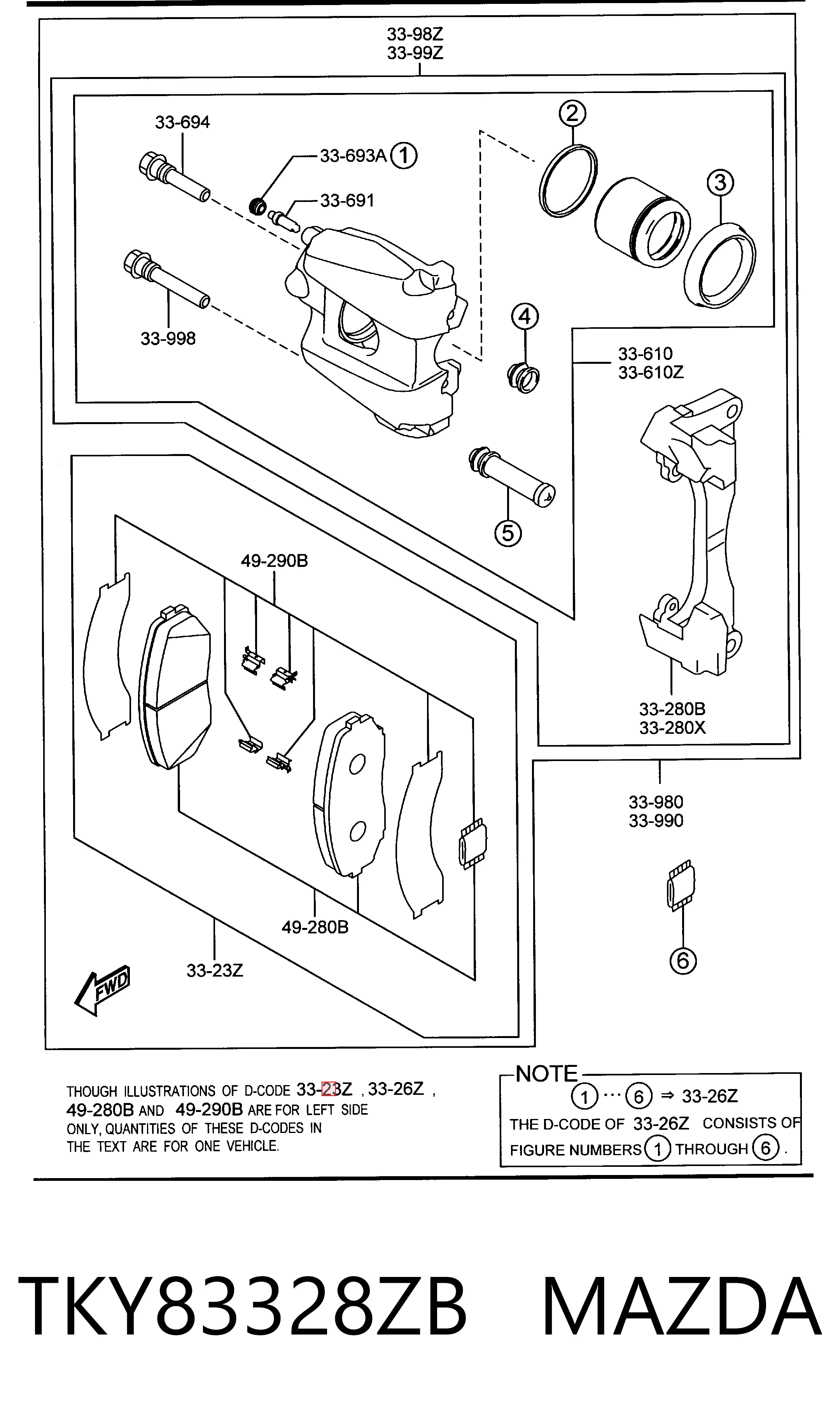 TKY83328ZB Mazda Колодки передние