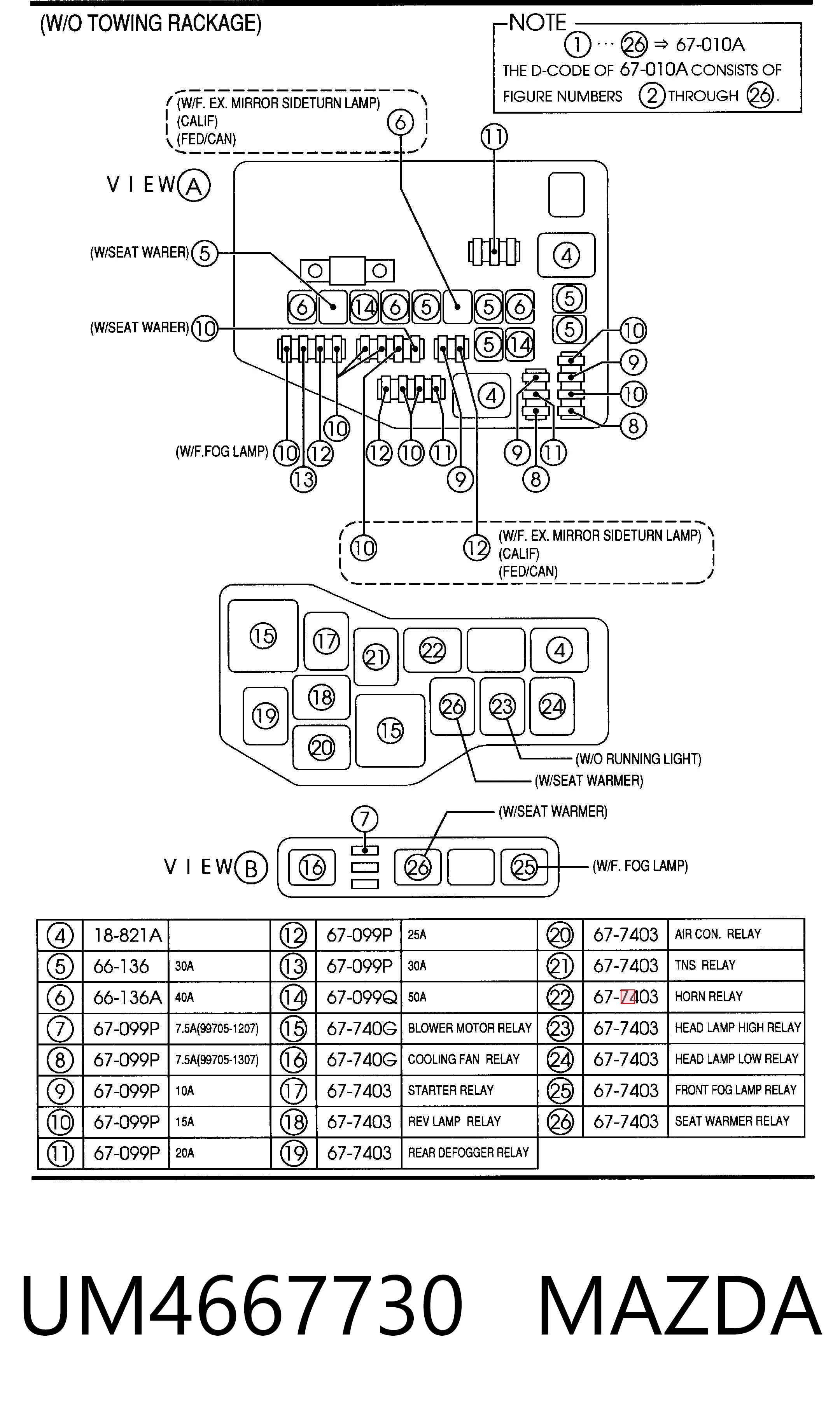 UM4667730 Mazda Блок управления вентилятором