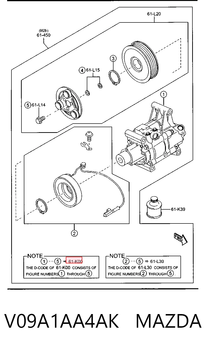 V09A1AA4AK Mazda Компрессор хладагента