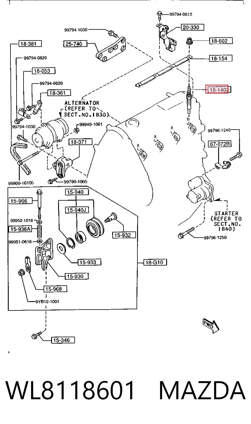 WL8118601 Mazda Свечи накаливания