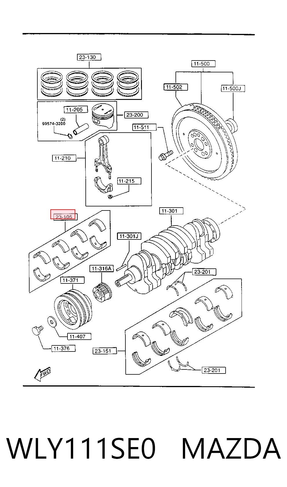 Комплект подшипников скольжения на Ford Ranger  ER