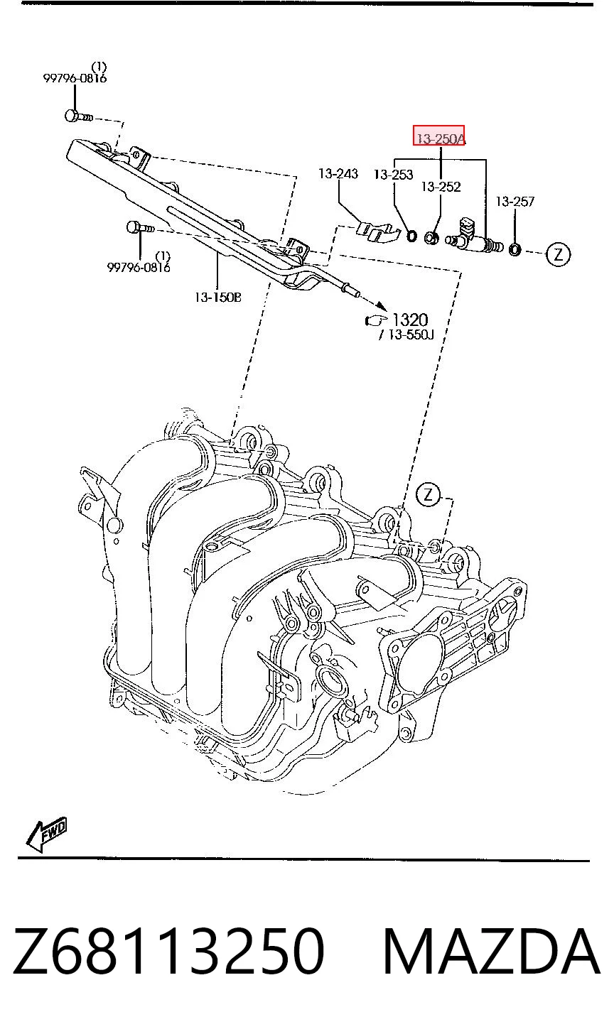 Z68113250 Mazda Топливные форсунки