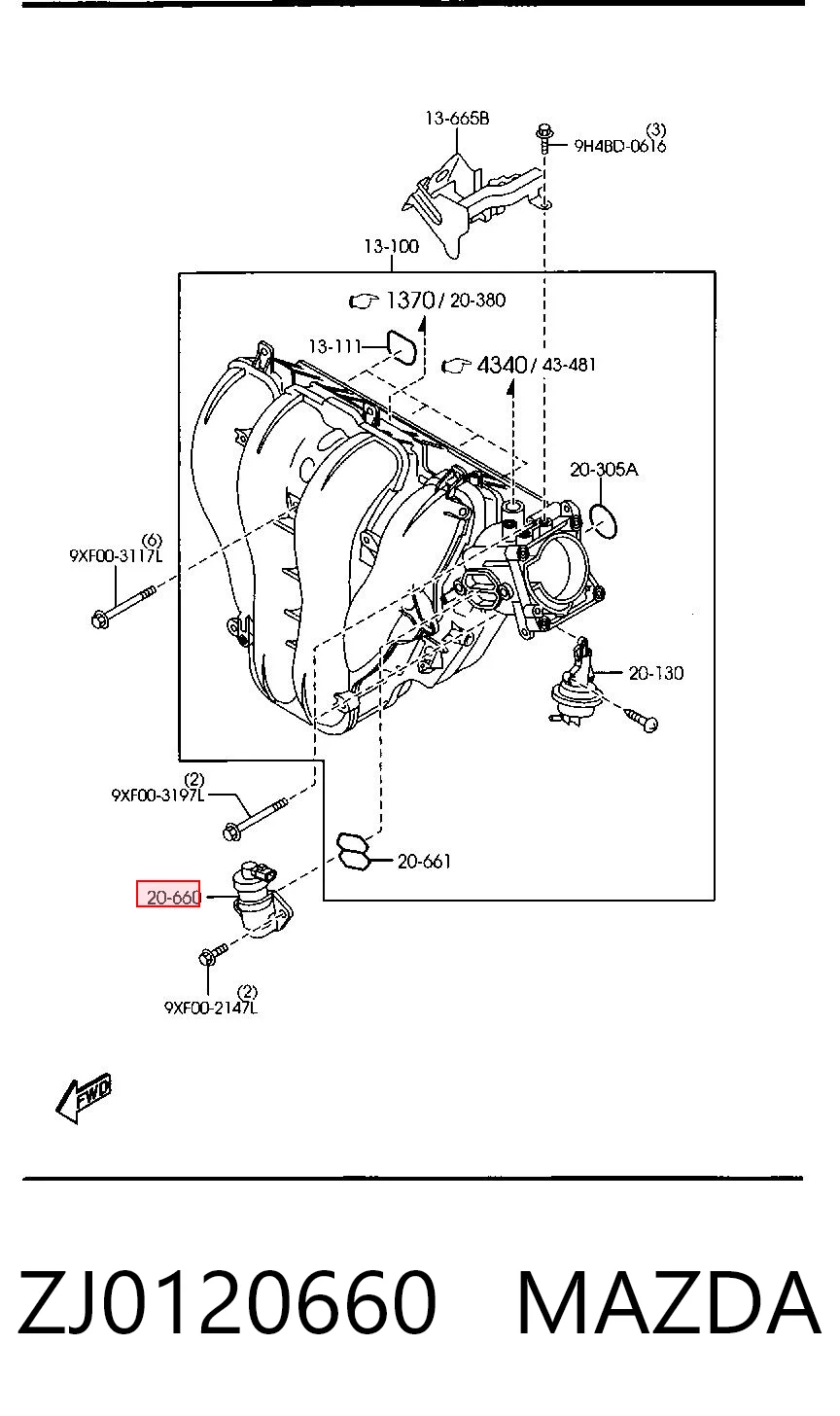 ZJ0120660 Mazda Датчик холостого хода