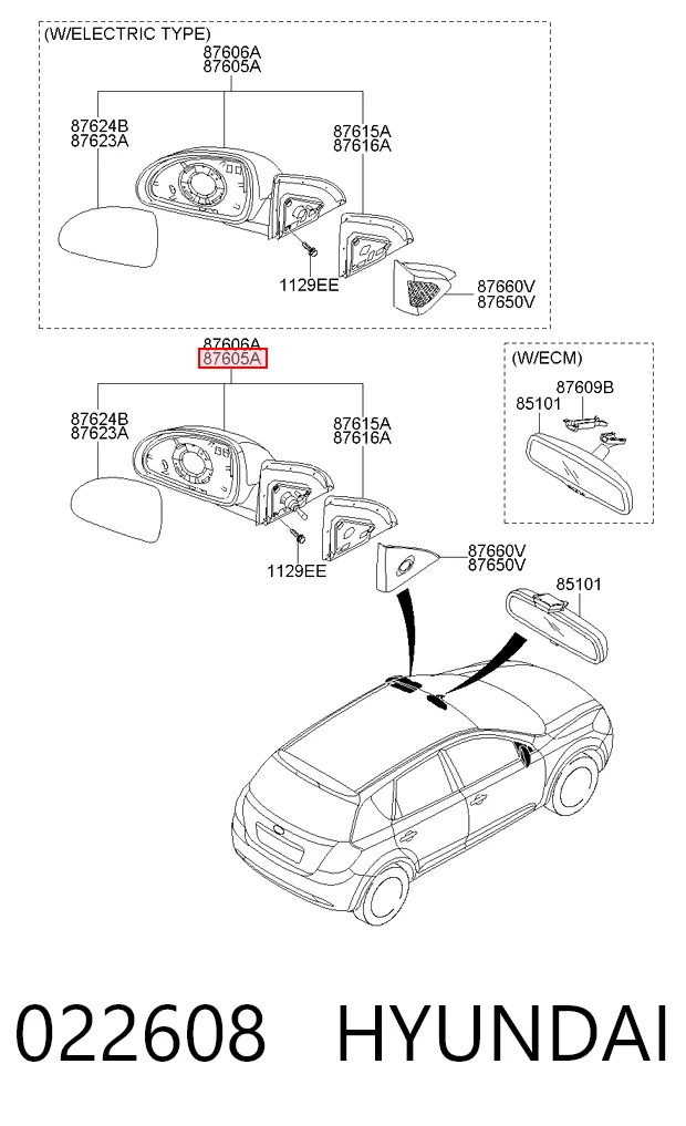 Левое боковое зеркало на KIA Ceed  ED