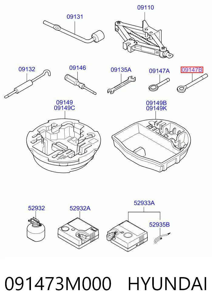 091473M000 Hyundai/Kia Крюк буксирный передний