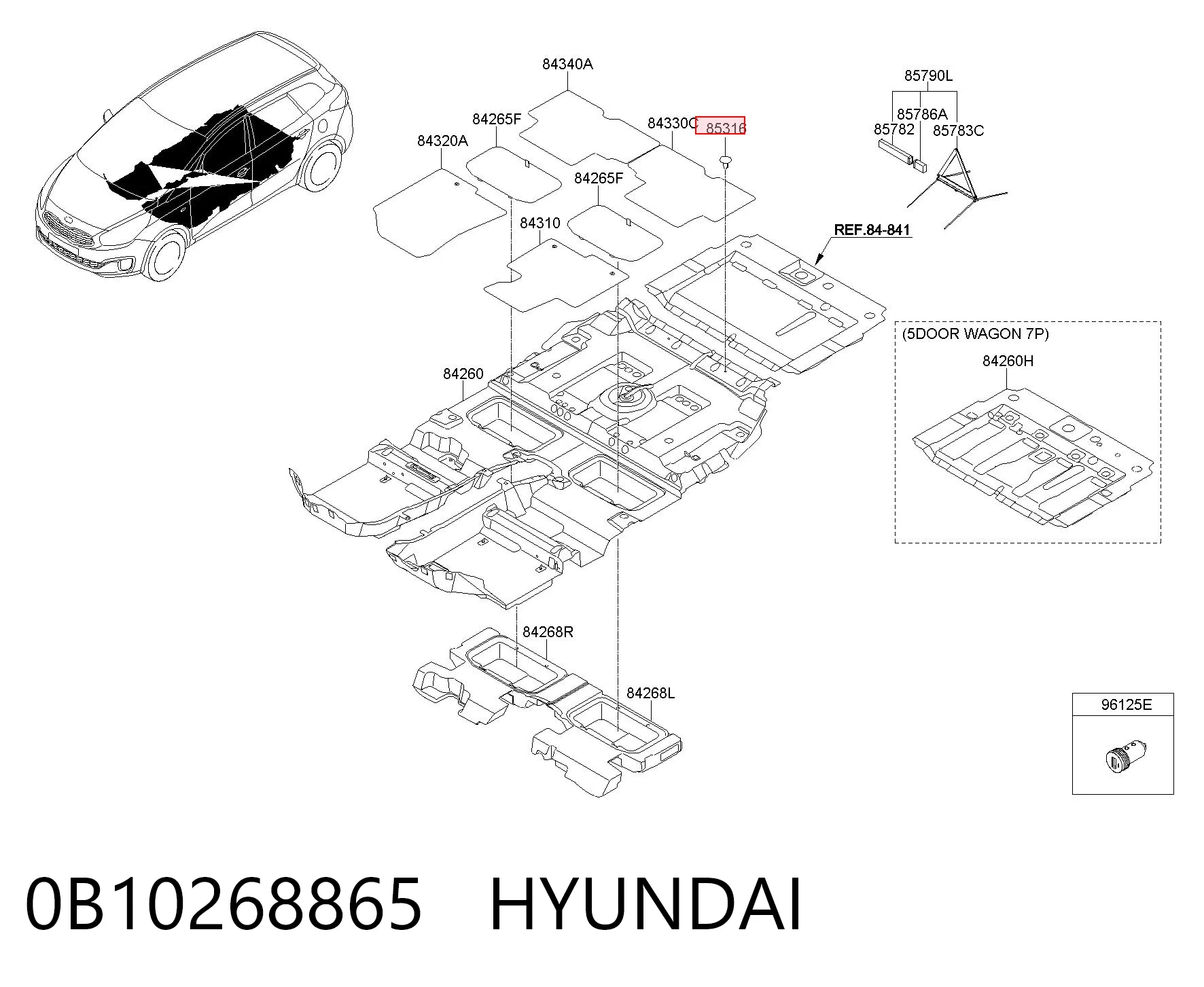 0B10268865 Hyundai/Kia Крепление утеплителя капота