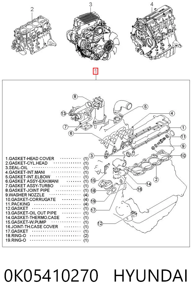 Полный комплект прокладок двигателя KIA Sportage I внедорожник (K00) (1994 - 2004) цена, от 152.27 USD
