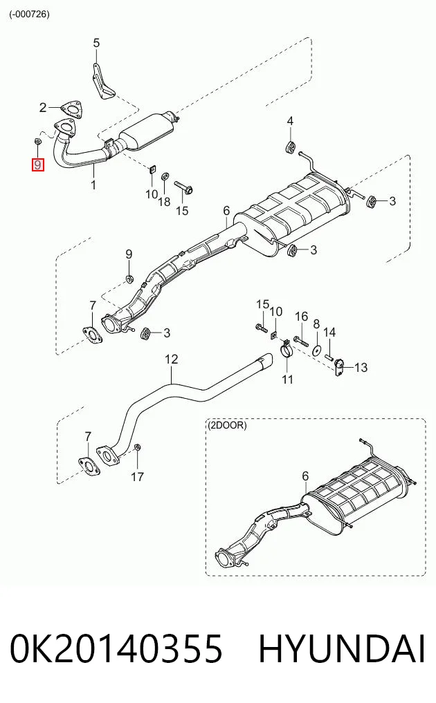 0K20140355 Hyundai/Kia Мотор стеклоподъемника двери передней, левой