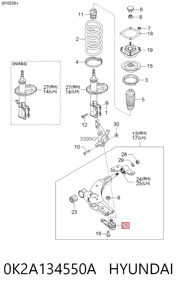0K2A134550A Hyundai/Kia Палец шаровой нижний