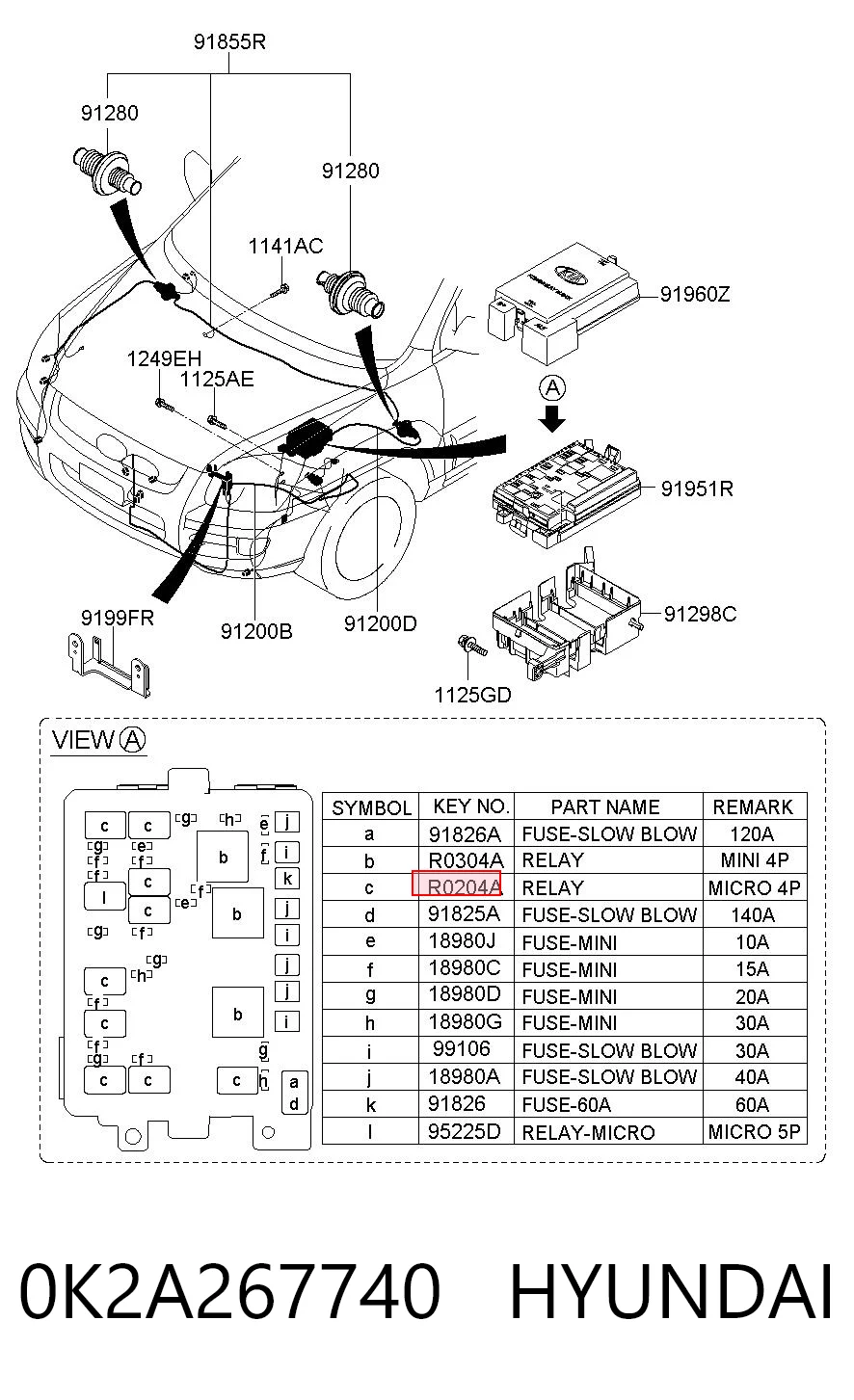 0K2A267740 Hyundai/Kia Блок предохранителей задний салонный