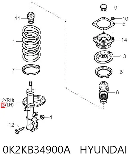 0K2KB34900A Hyundai/Kia Амортизатор передний левый
