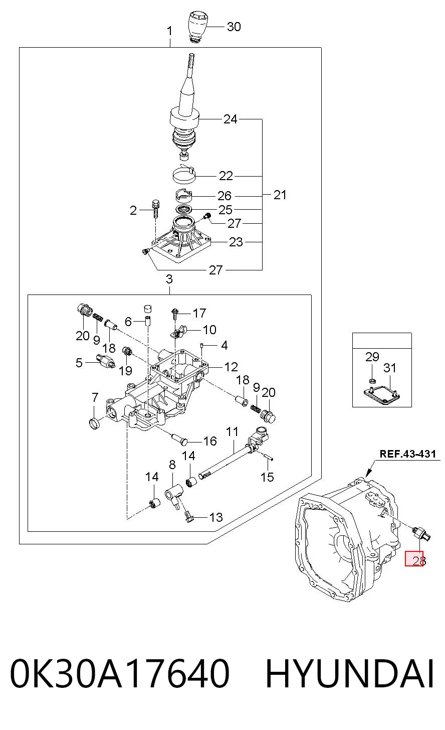 0K30A17640 Hyundai/Kia Датчик включения фонарей заднего хода