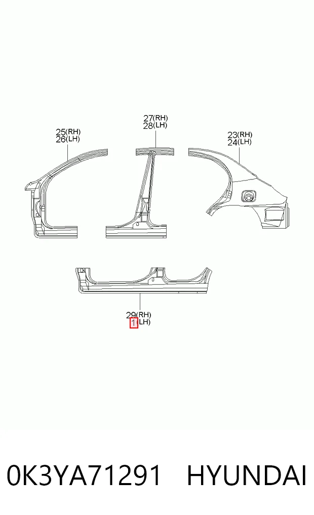 Порог внешний левый KIA Rio 1 DC