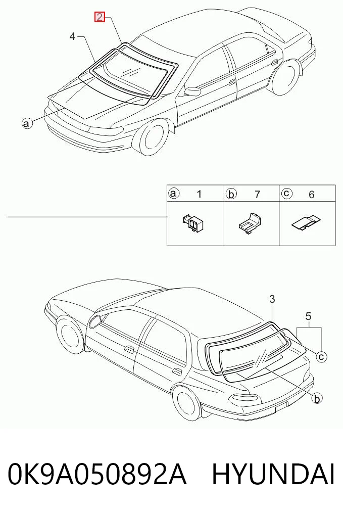 Уплотнитель лобового стекла KIA Clarus K9A