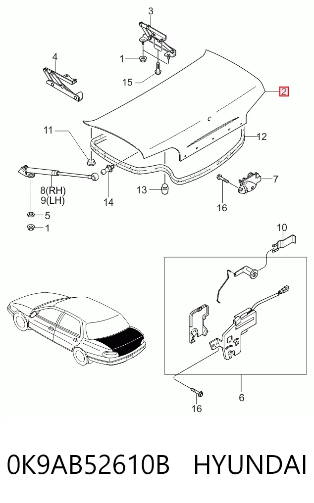 Крышка багажника KIA Clarus седан (K9A) (1996 - 1998) цена, от 24.71 USD